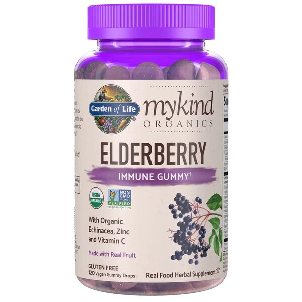 Mykind Elderberry, Real Fruit - 120 vegan gummy drops - Garden of Life | WestPharmacy.nl - Immune Support