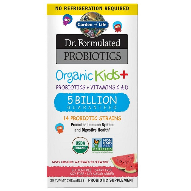 Dr. Formulated Probiotics Kids+, Watermelon - 30 chewables - Garden of Life | WestPharmacy.nl - Probiotics