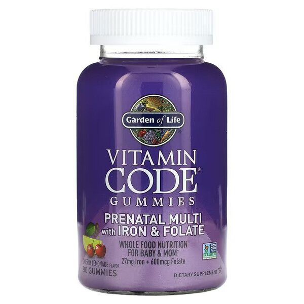 Vitamin Code Prenatal Multi with Iron & Folate Gummies, Cherry Lemonade - 90 gummies - Garden of Life | WestPharmacy.nl - Vitamins