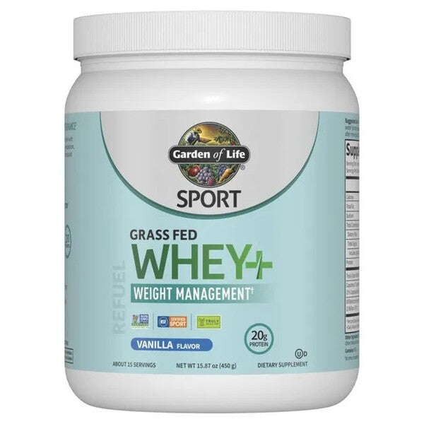 Sport Grass Fed Whey+ Weight Management, Vanilla - 450g - Garden of Life | WestPharmacy.nl - Protein