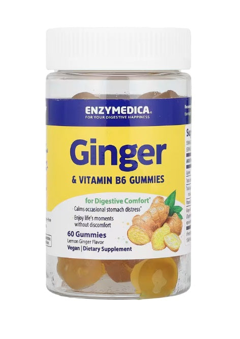 Ginger & Vitamin B6 Gummies, Lemon Ginger - 60 gummies - Enzymedica | WestPharmacy.nl - Digestive Health