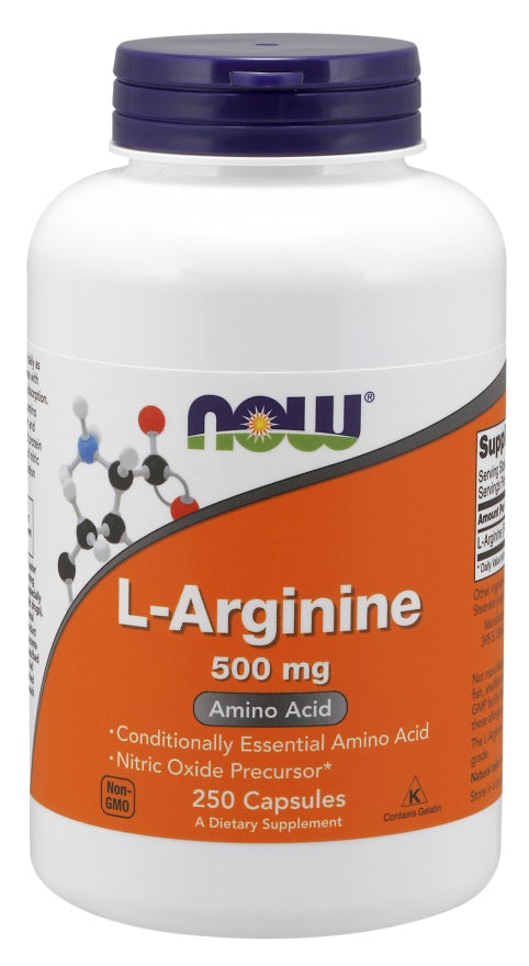 L-Arginine, 500mg - 250 caps - NOW Foods | WestPharmacy.nl - Amino Acids and BCAAs