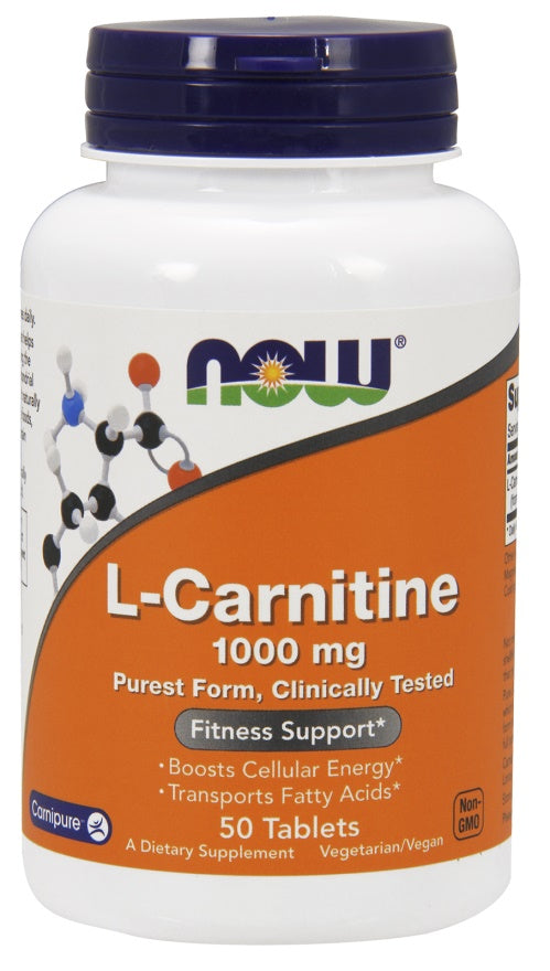 L-Carnitine, 1000mg - 50 tabs - NOW Foods | WestPharmacy.nl - Amino Acids and BCAAs