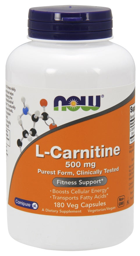 L-Carnitine, 500mg - 180 vcaps - NOW Foods | WestPharmacy.nl - Amino Acids and BCAAs