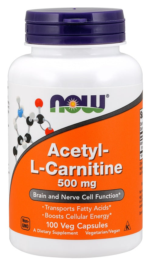 Acetyl-L-Carnitine, 500mg - 100 vcaps - NOW Foods | WestPharmacy.nl - Amino Acids and BCAAs
