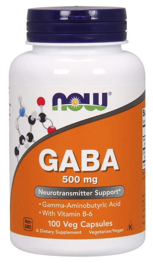 GABA with Vitamin B6, 500mg - 100 vcaps - NOW Foods | WestPharmacy.nl - Stress Support