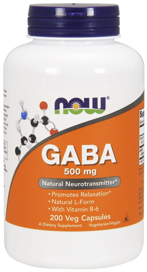 GABA with Vitamin B6, 500mg - 200 vcaps - NOW Foods | WestPharmacy.nl - Stress Support