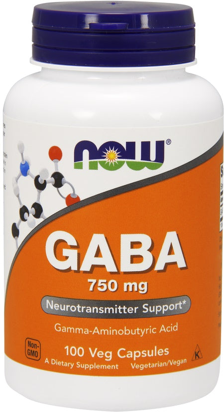 GABA, 750mg - 100 vcaps - NOW Foods | WestPharmacy.nl - Stress Support