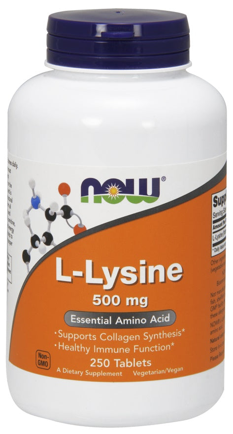 L-Lysine, 500mg - 250 tablets - NOW Foods | WestPharmacy.nl - Amino Acids and BCAAs