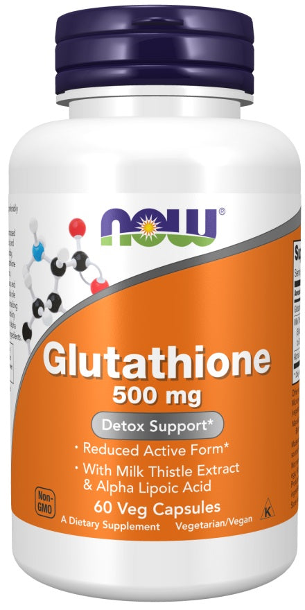 Glutathione with Milk Thistle Extract & Alpha Lipoic Acid, 500mg - 60 vcaps - NOW Foods | WestPharmacy.nl - Amino Acids and BCAAs