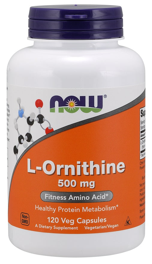 L-Ornithine, 500mg - 120 vcaps - NOW Foods | WestPharmacy.nl - Amino Acids and BCAAs