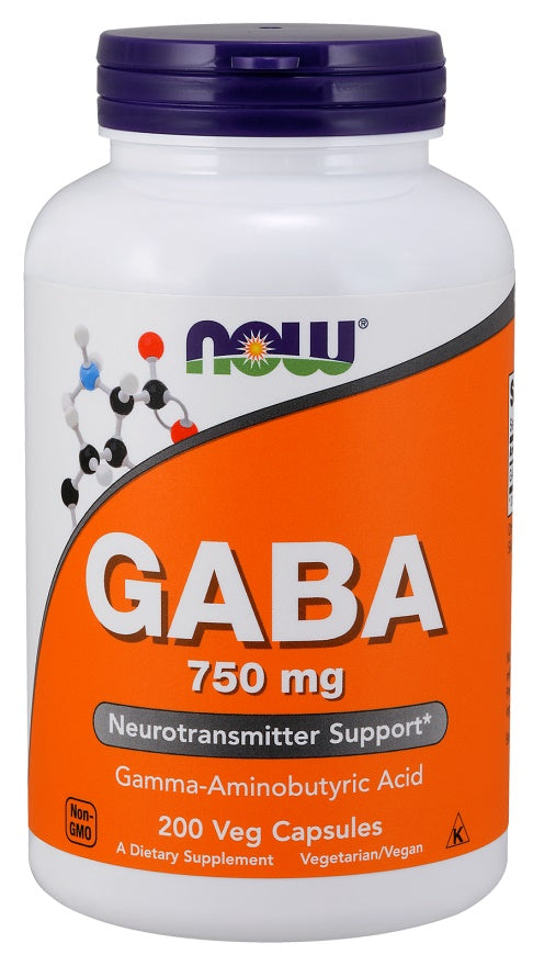 GABA, 750mg - 200 vcaps - NOW Foods | WestPharmacy.nl - Stress Support
