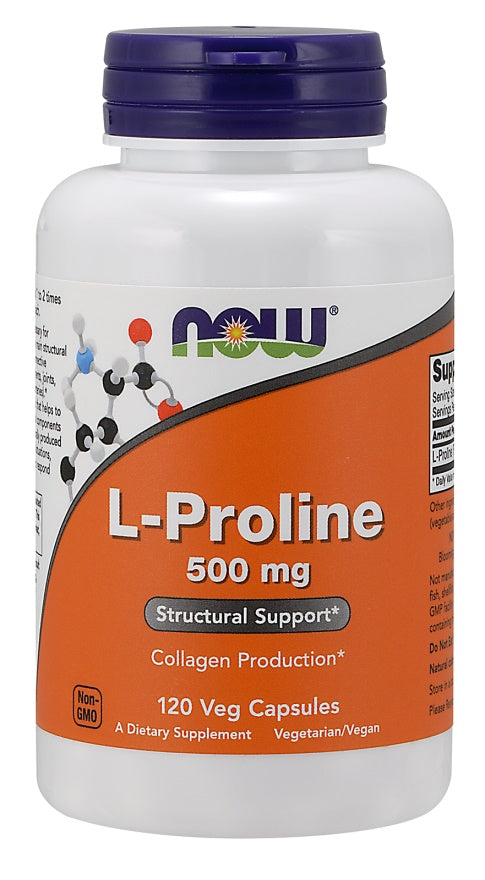 L-Proline, 500mg - 120 vcaps - NOW Foods | WestPharmacy.nl - Amino Acids and BCAAs