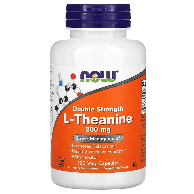 Double Strength L-Theanine, 200mg - 120 vcaps - NOW Foods | WestPharmacy.nl - Stress Support