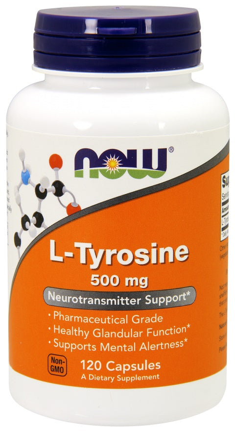 L-Tyrosine, 500mg - 120 caps - NOW Foods | WestPharmacy.nl - Amino Acids and BCAAs