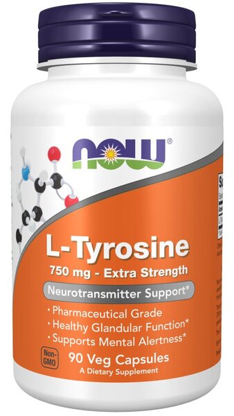 L-Tyrosine, Extra Strength 750mg - 90 vcaps - NOW Foods | WestPharmacy.nl - Amino Acids and BCAAs