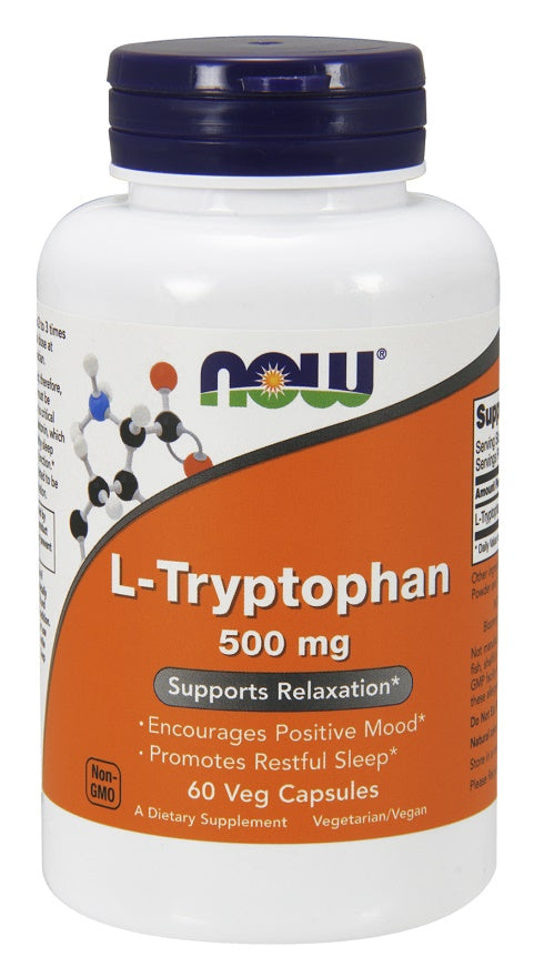 L-Tryptophan, 500mg - 60 vcaps - NOW Foods | WestPharmacy.nl - Amino Acids and BCAAs