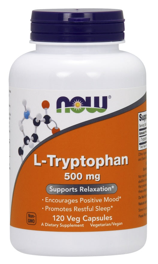 L-Tryptophan, 500mg - 120 vcaps - NOW Foods | WestPharmacy.nl - Amino Acids and BCAAs