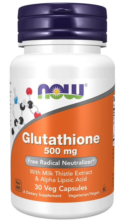 Glutathione with Milk Thistle Extract & Alpha Lipoic Acid, 500mg - 30 vcaps - NOW Foods | WestPharmacy.nl - Amino Acids and BCAAs