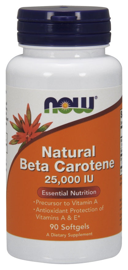 Beta Carotene Natural, 25 000 IU - 90 softgels - NOW Foods | WestPharmacy.nl - Vitamins