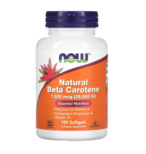 Beta Carotene Natural, 25 000 IU - 180 softgels - NOW Foods | WestPharmacy.nl - Vitamins