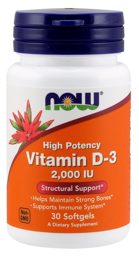 Vitamin D-3, 2000 IU - 30 softgels - NOW Foods | WestPharmacy.nl - Vitamins