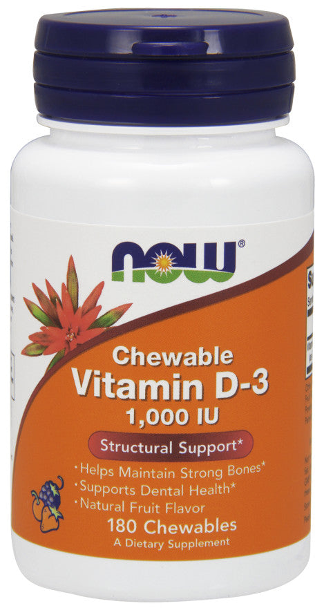 Vitamin D-3, 1000 IU (Chewable) - 180 chewables - NOW Foods | Vaistine1.lt | WestPharmacy.eu