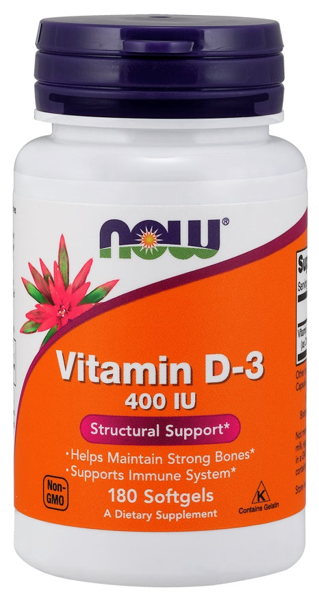 Vitamin D-3, 400 IU - 180 softgels - NOW Foods | WestPharmacy.nl - Vitamins