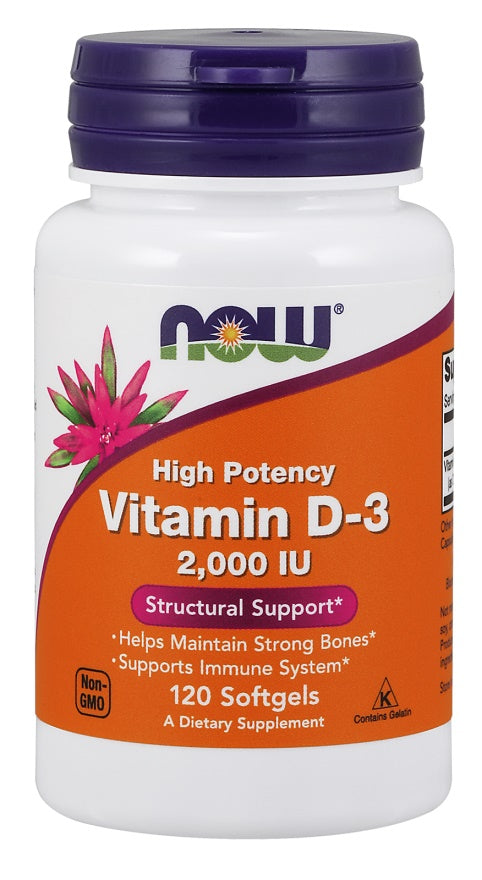 Vitamin D-3, 2000 IU - 120 softgels - NOW Foods | WestPharmacy.nl - Vitamins