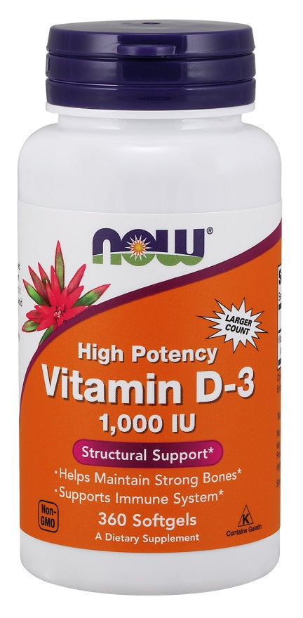 Vitamin D-3, 1000 IU - 360 softgels - NOW Foods | WestPharmacy.nl - Vitamins