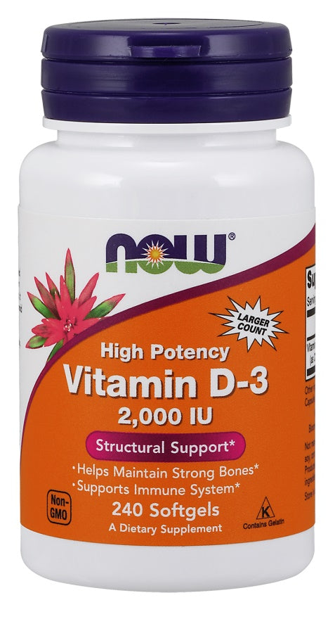 Vitamin D-3, 2000 IU - 240 softgels - NOW Foods | WestPharmacy.nl - Vitamins