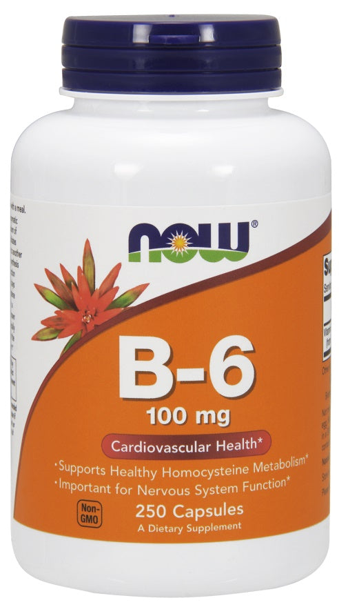 Vitamin B-6, 100mg - 250 caps - NOW Foods | WestPharmacy.nl - Vitamins