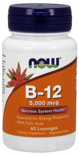 Vitamin B-12 with Folic Acid, 5000mcg - 60 lozenges - NOW Foods | WestPharmacy.nl - Vitamins