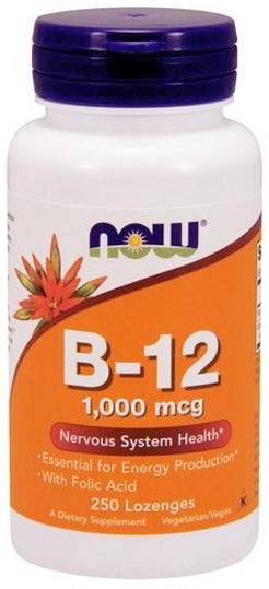 Vitamin B-12 with Folic Acid, 1000mcg - 250 lozenges - NOW Foods | WestPharmacy.nl - Vitamins