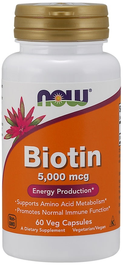 Biotin, 5000mcg - 60 vcaps - NOW Foods | WestPharmacy.nl - Hair, Skin & Nails