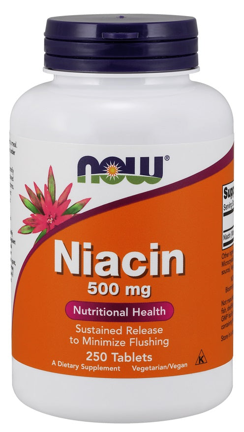 Niacin, 500mg - 250 tabs - NOW Foods | WestPharmacy.nl - Minerals