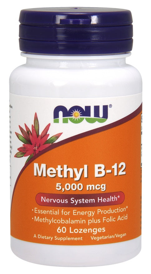 Methyl B-12 with Folic Acid, 5000mcg - 60 lozenges - NOW Foods | WestPharmacy.nl - Vitamins