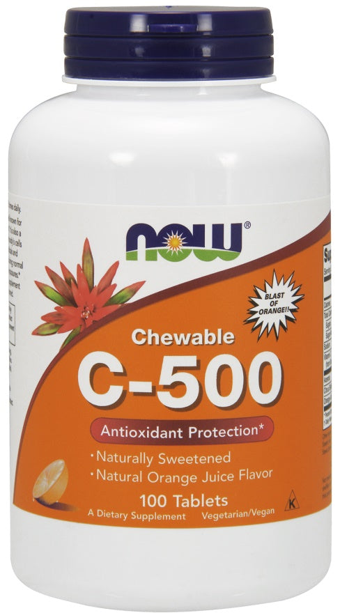 Vitamin C-500 Chewable, Orange - 100 tabs - NOW Foods | WestPharmacy.nl - Vitamins