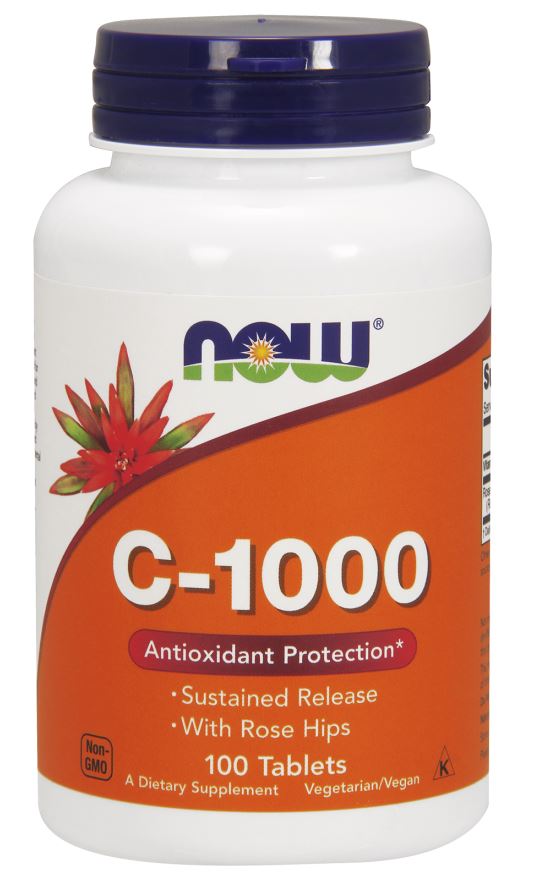 Vitamin C-1000 with Rose Hips - Sustained Release - 100 tabs - NOW Foods | WestPharmacy.nl - Vitamins
