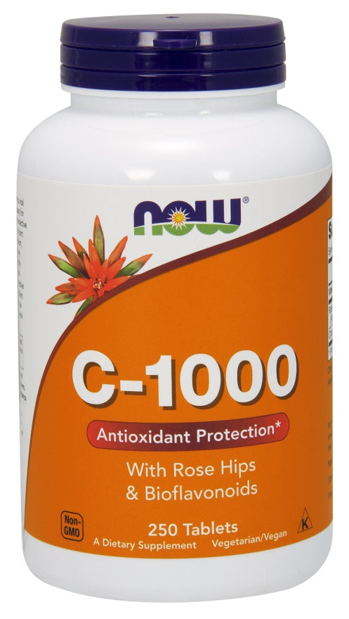 Vitamin C-1000 with Rose Hips & Bioflavonoids - 250 tablets - NOW Foods | WestPharmacy.nl - Vitamins