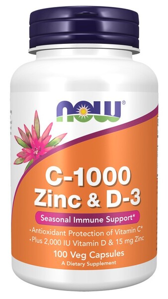 C-1000 Zinc & D-3 - 100 vcaps - NOW Foods | Vaistine1.lt | WestPharmacy.eu