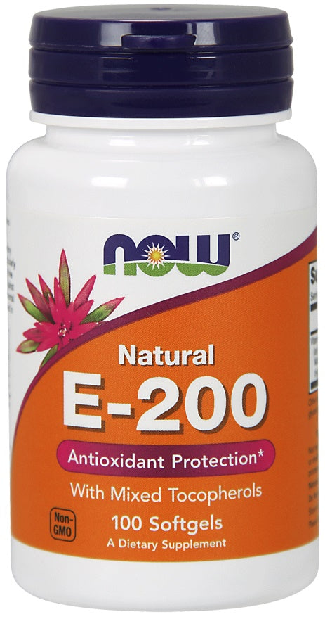 Vitamin E-200 - Natural (Mixed Tocopherols) - 100 softgels - NOW Foods | WestPharmacy.nl - Vitamins