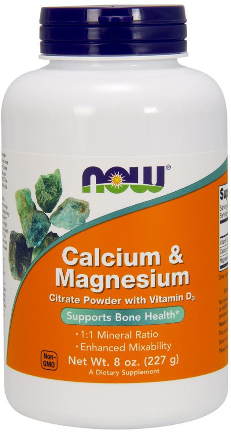 Calcium & Magnesium, Citrate Powder with Vitamin D3 - 227g - NOW Foods | WestPharmacy.nl - Minerals