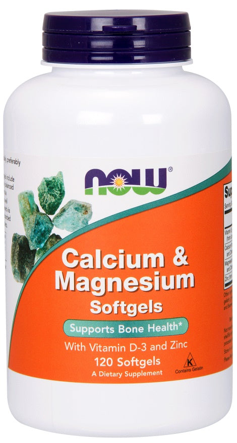 Calcium & Magnesium with Vit D and Zinc - 120 softgels - NOW Foods | WestPharmacy.nl - Minerals