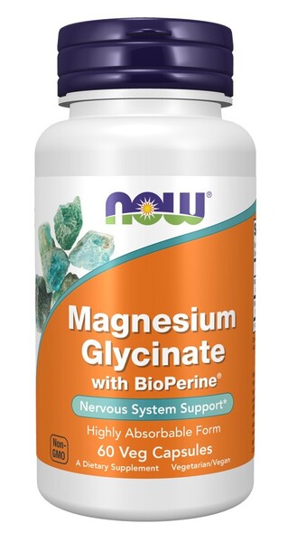 Magnesium Glycinate with BioPerine - 60 vcaps - NOW Foods - Vaistine1.lt - WestPharmacy.eu