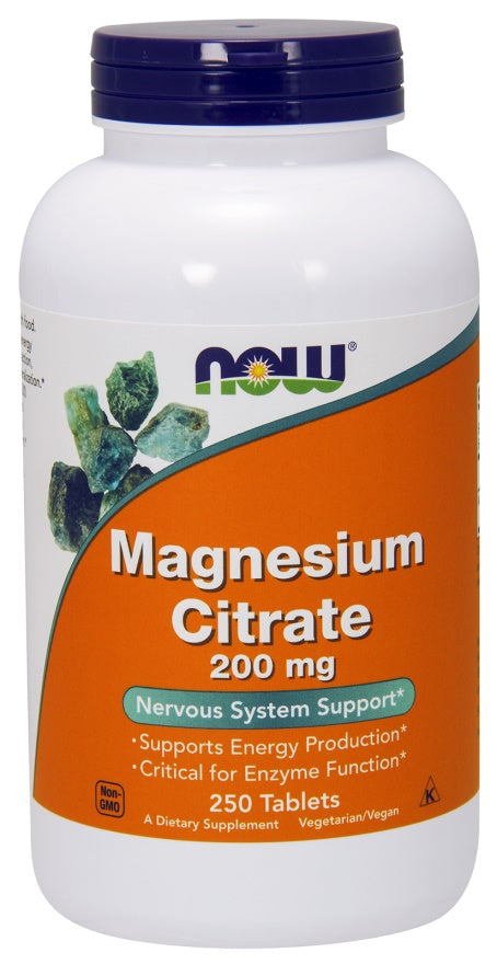 Magnesium Citrate, 200mg - 250 tablets - NOW Foods | WestPharmacy.nl - Minerals