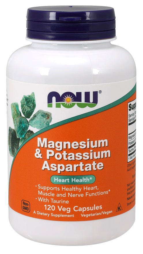 Magnesium & Potassium Aspartate with Taurine - 120 vcaps - NOW Foods | Vaistine1.lt | WestPharmacy.eu