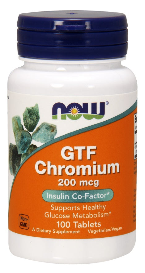 GTF Chromium, 200mcg - 100 tablets - NOW Foods | WestPharmacy.nl - Glucose Support