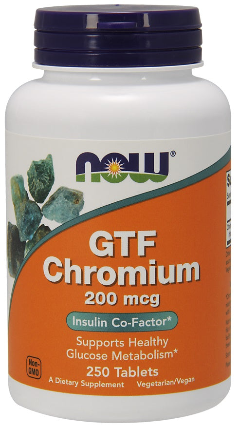 GTF Chromium, 200mcg - 250 tablets - NOW Foods | WestPharmacy.nl - Glucose Support