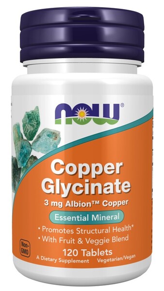 Copper Glycinate - 120 tabs - NOW Foods | WestPharmacy.nl - Minerals